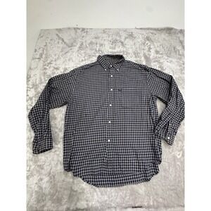 Ralph Lauren Polo Shirt‎ Men's Size Medium Blue Gray Plaid Long Sleeve Button